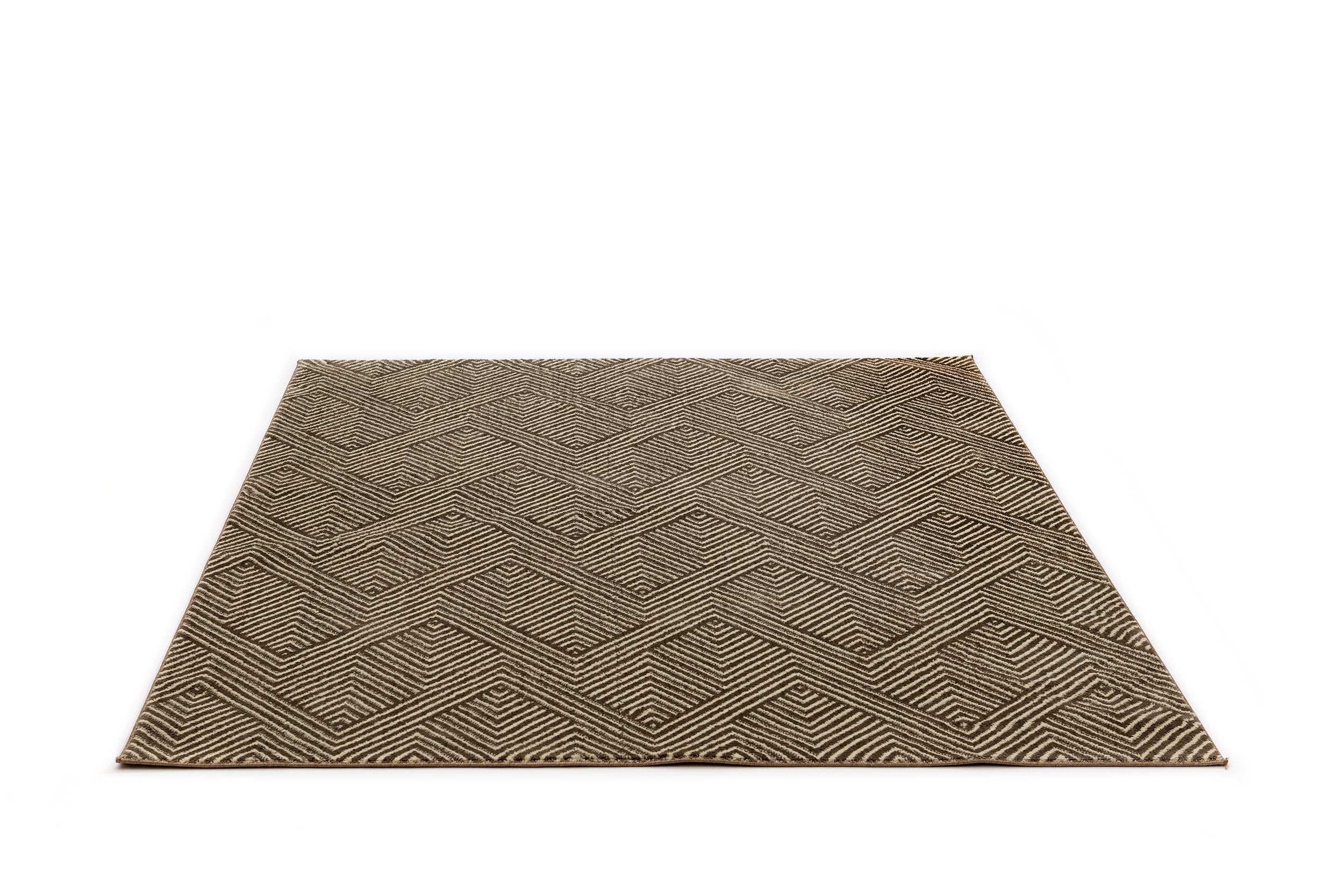 Modern/Geometric Living Room Rug Brown Polyester Rectangular Otantik 5507A