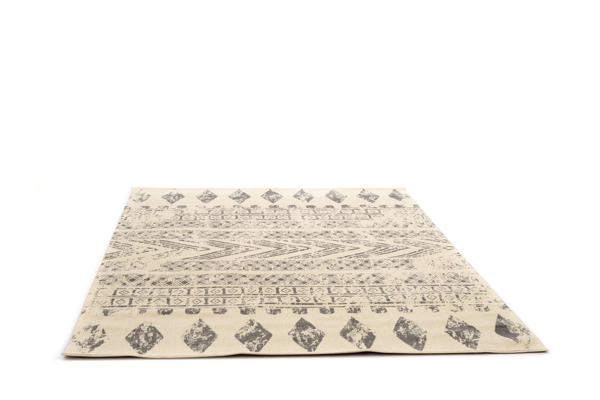 Modern/Scandinavian Kitchen Rug Cream/Grey Polyester Rectangular Otantik 2617A