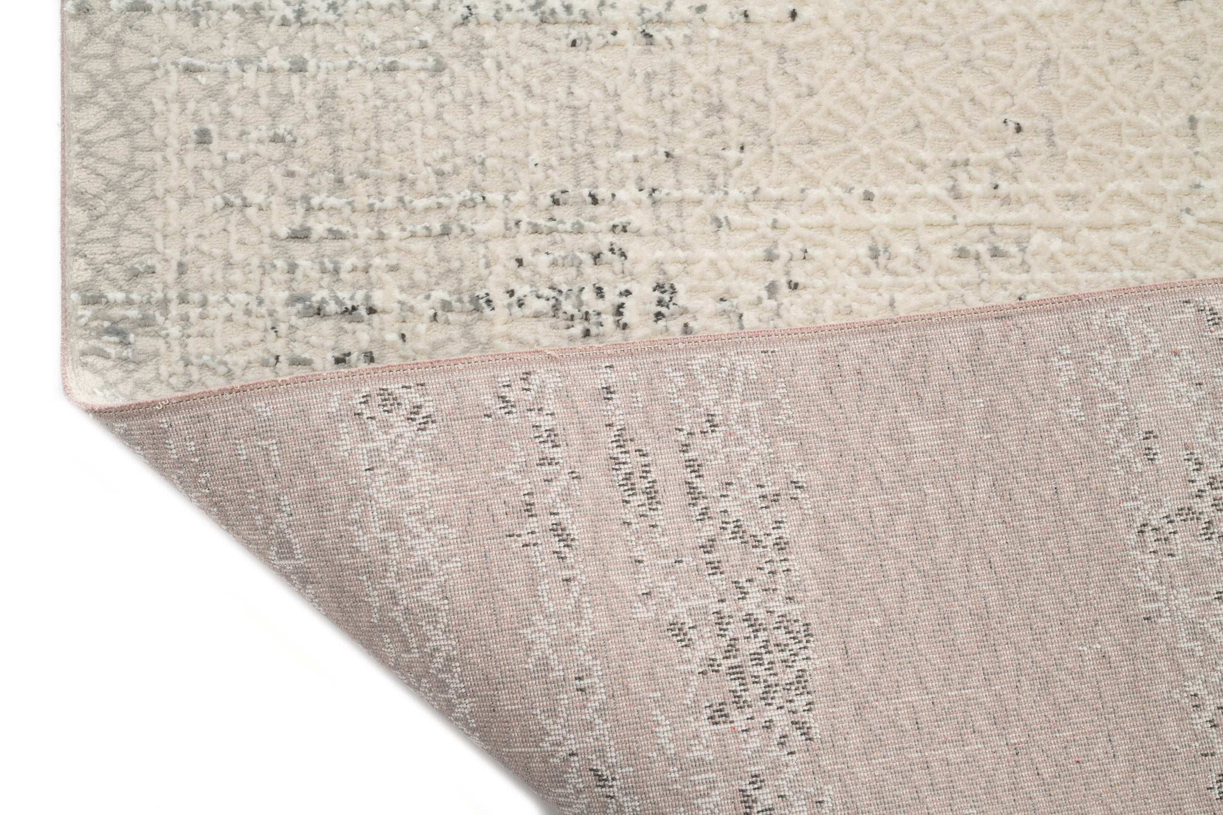 Traditional Living Grey/Cream Polyester/Polypropylene Carpet SilaLux 2983A fringes