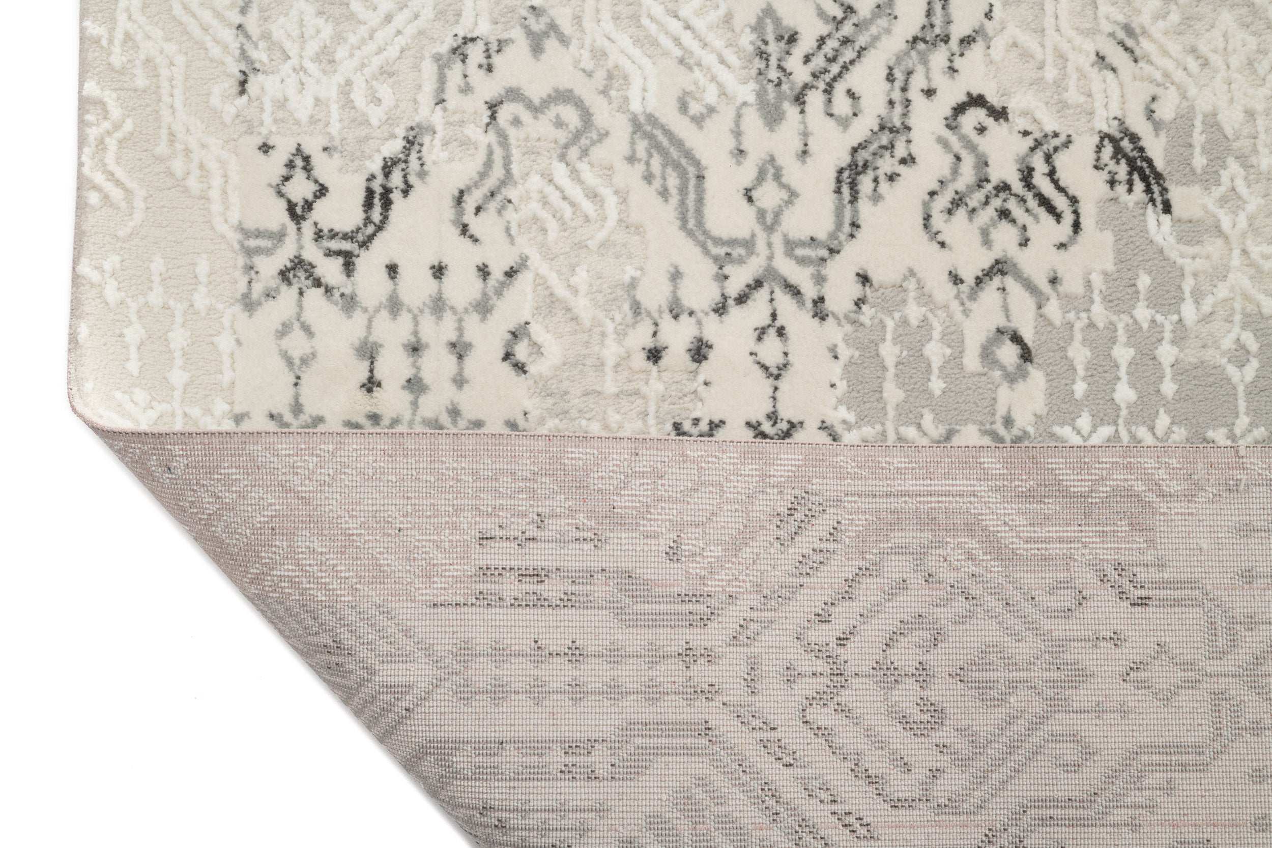 Modern Living Room Carpet Grey/Cream Polyester/Polypropylene SilaLux 2927A fringes