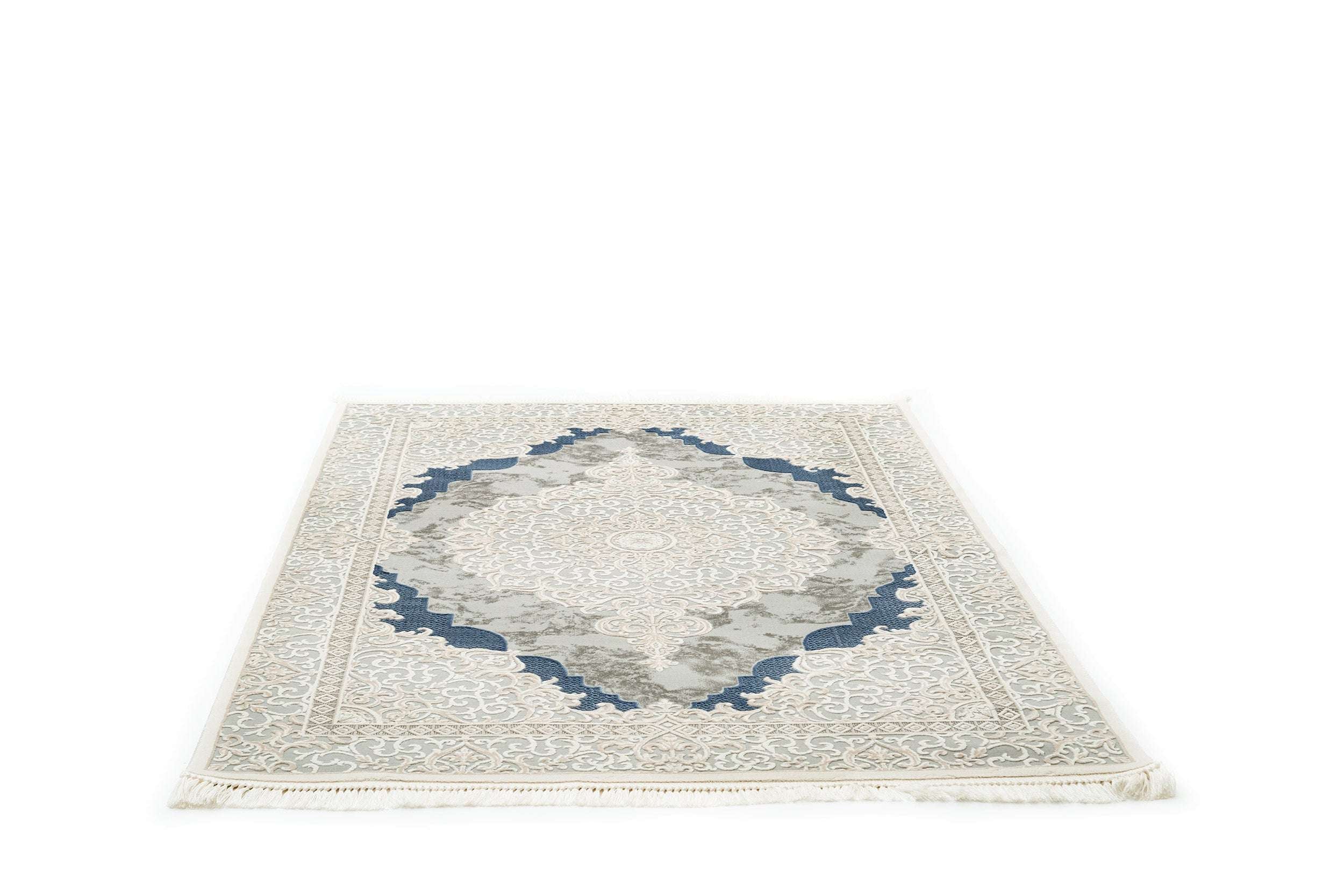 PREMIUM Modern/Floral Bedroom Rug Blue/Grey/Cream Acrylic Rectangular Purple 2614B