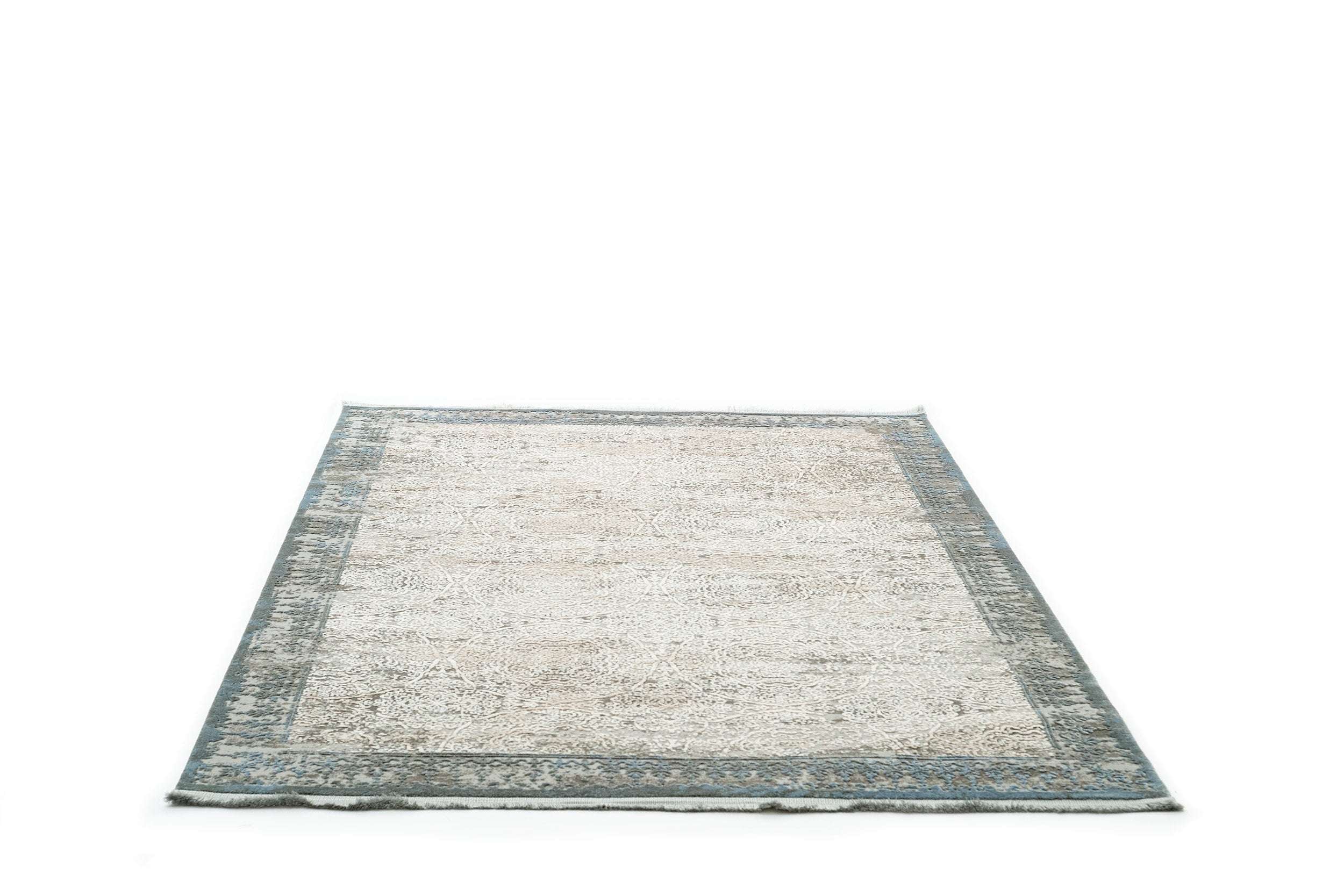 PREMIUM Abstract/Modern Living Cream/Blue Acrylic Rectangular Carpet Violet Collection 2613C