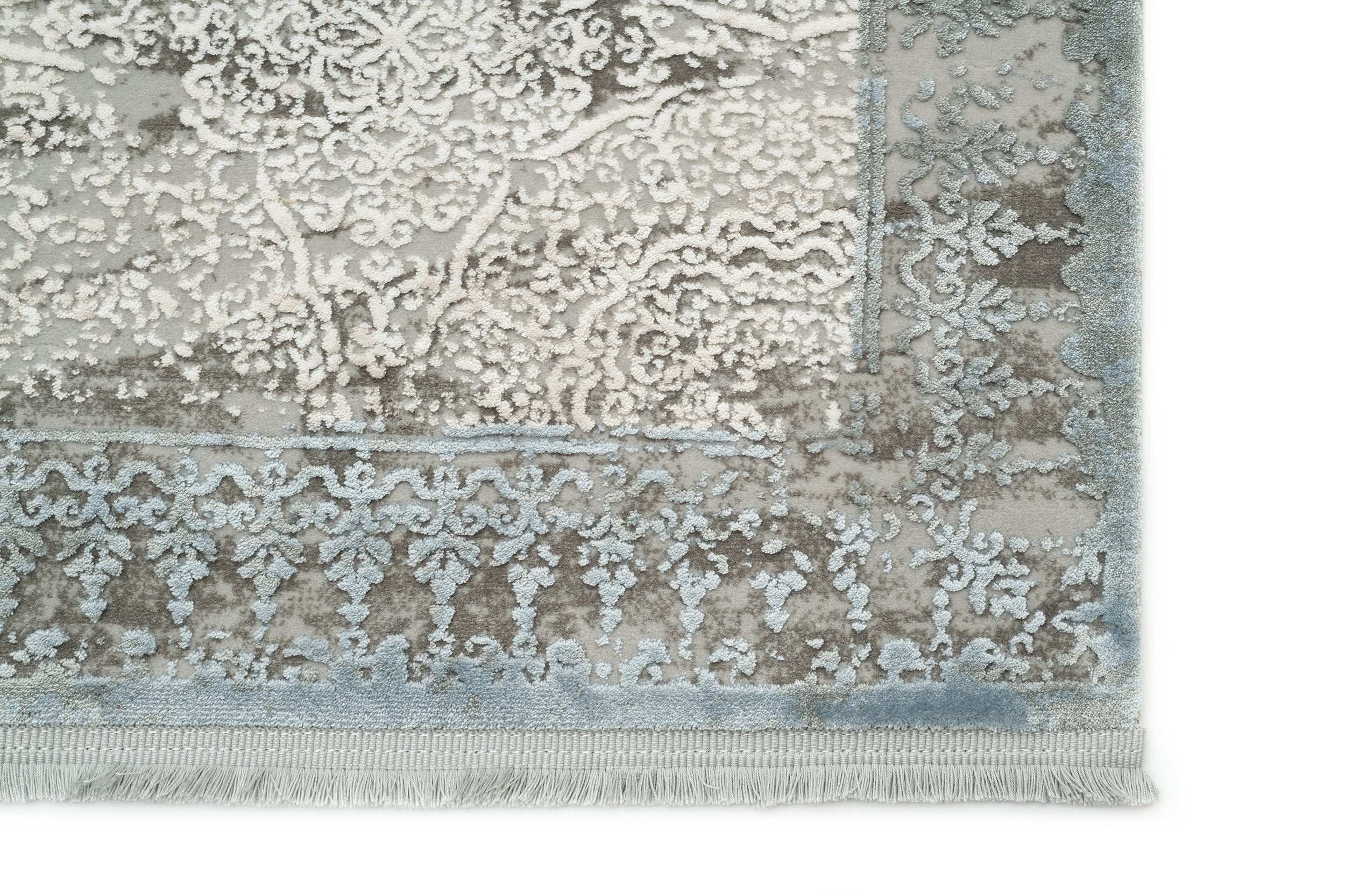 PREMIUM Abstract/Modern Living Cream/Blue Acrylic Rectangular Carpet Violet Collection 2613C