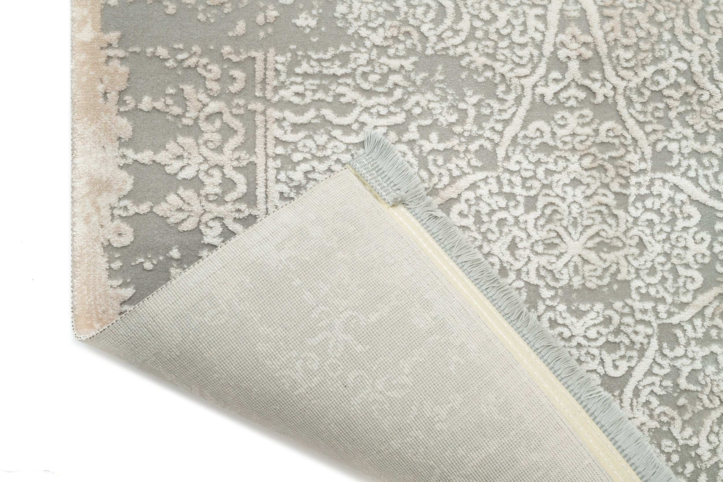 PREMIUM Modern Living Room/Hallway Grey/Beige Acrylic Rectangular Purple Carpet 2613B