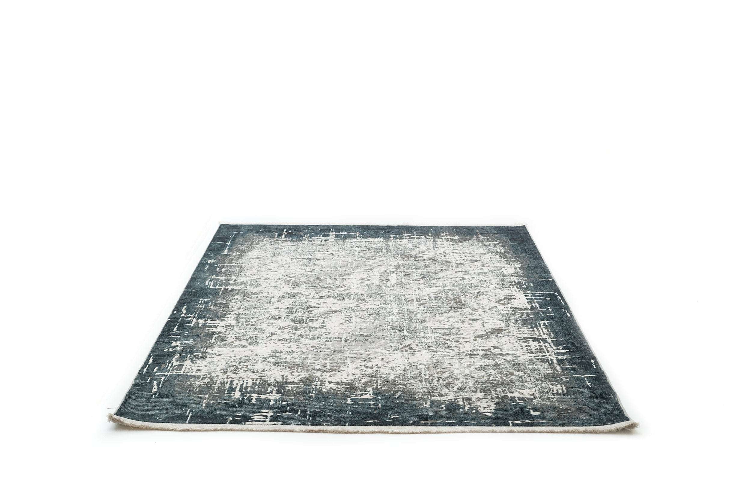 PREMIUM Minimalist Living Room Carpet Grey/Turquoise Acrylic/Bamboo Rectangular Adonis 1738D