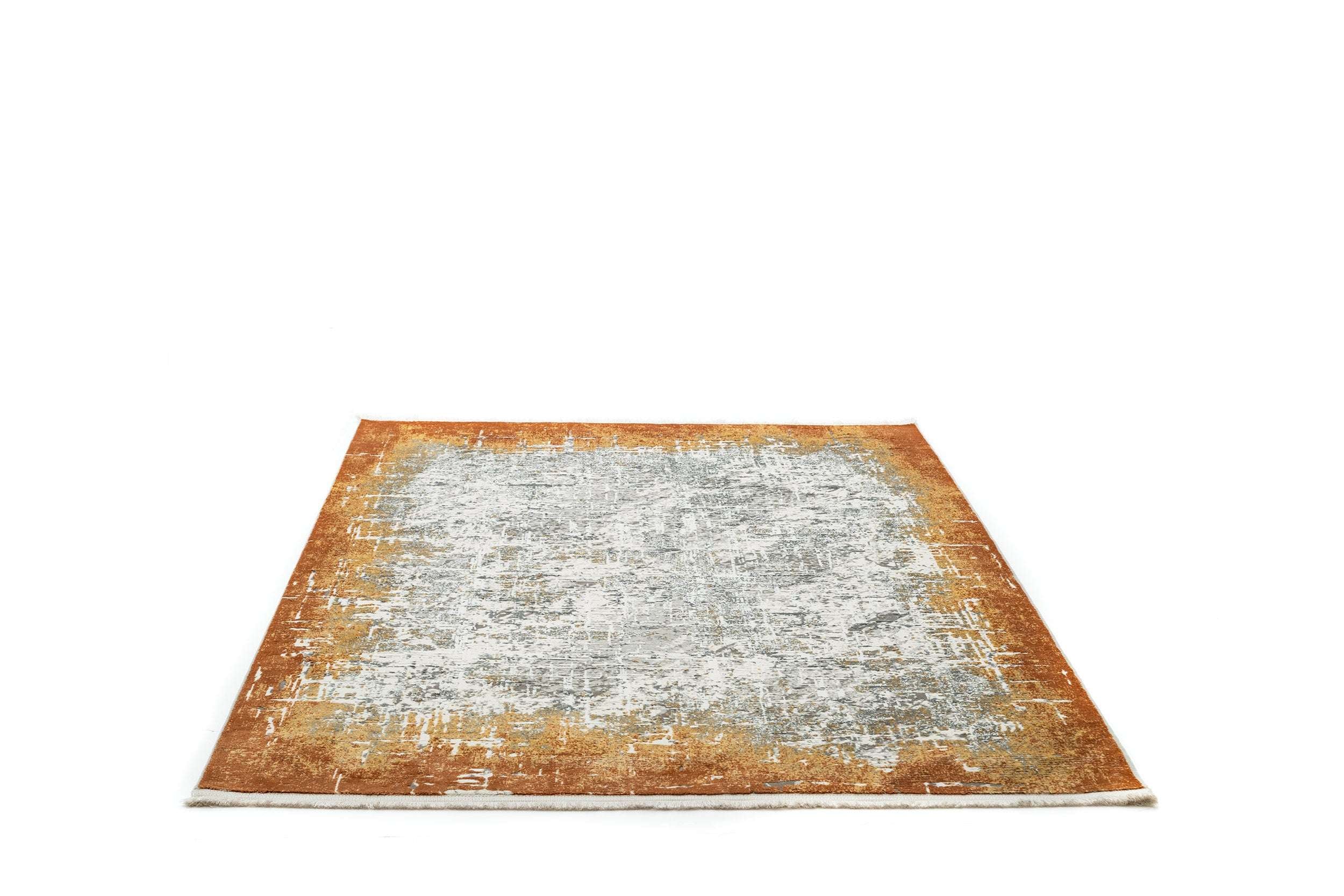 PREMIUM Modern/Abstract Living Room Rug Grey/Copper Acrylic/Bamboo Rectangular Adonis 1738D