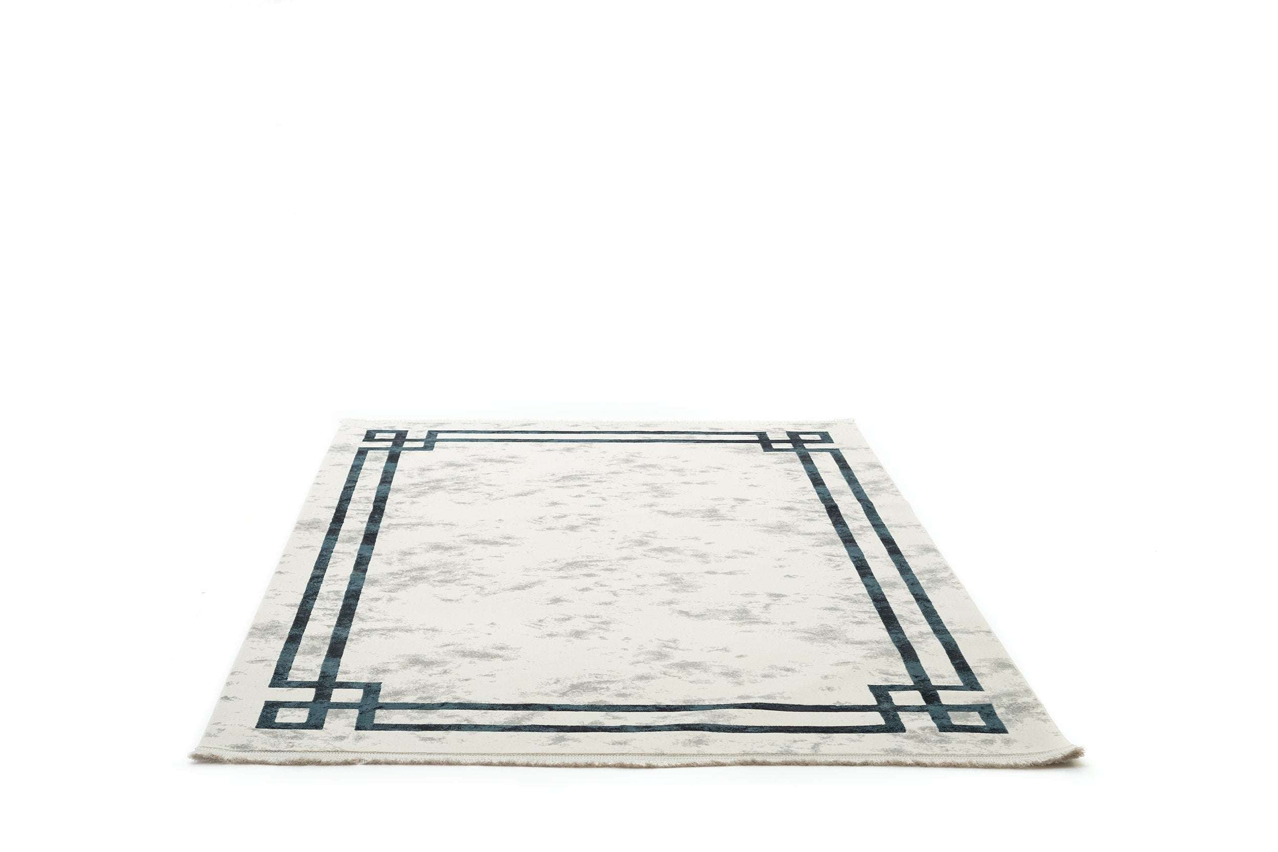 PREMIUM Minimalist/Modern Living Cream/Turquoise Acrylic/Bamboo Carpet Adonis 2596A