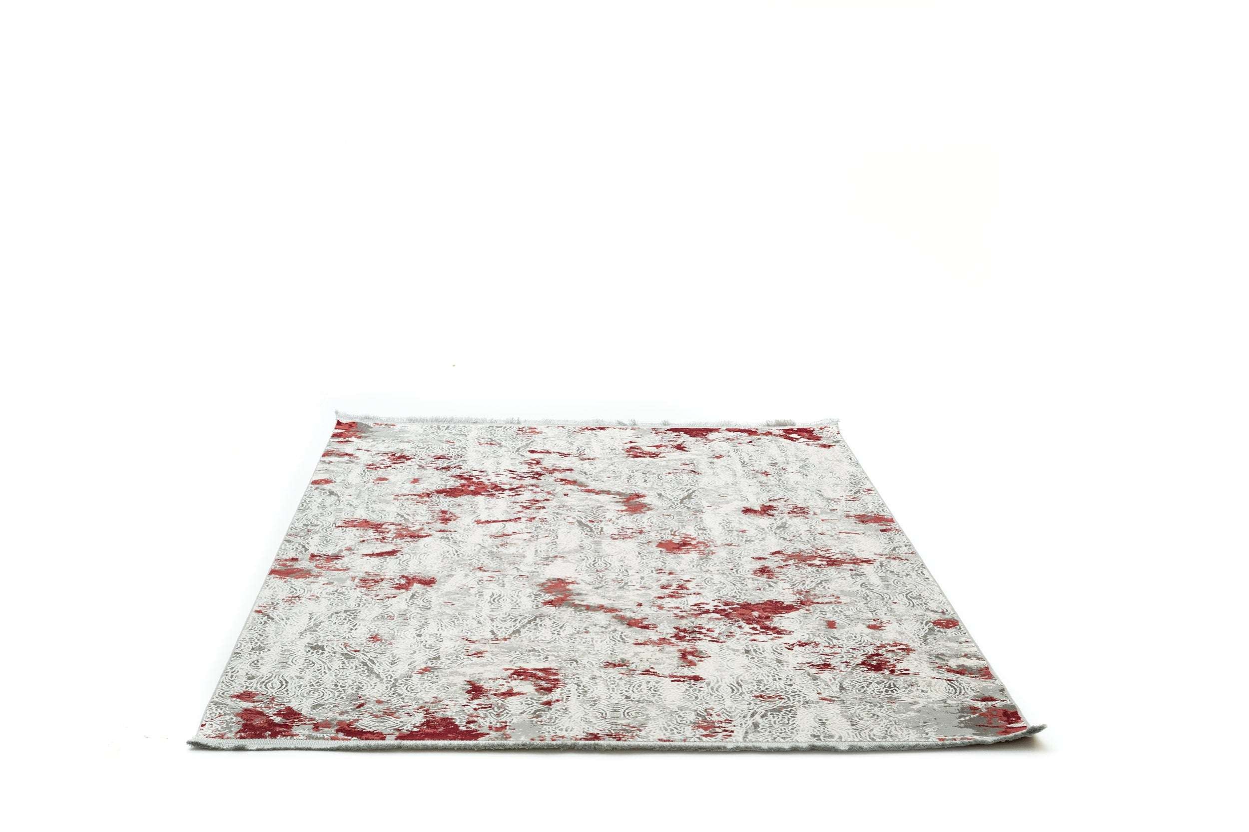 PREMIUM Modern Living Room Rug Grey/Burgundy Acrylic/Bamboo Rectangular Adonis 1911E