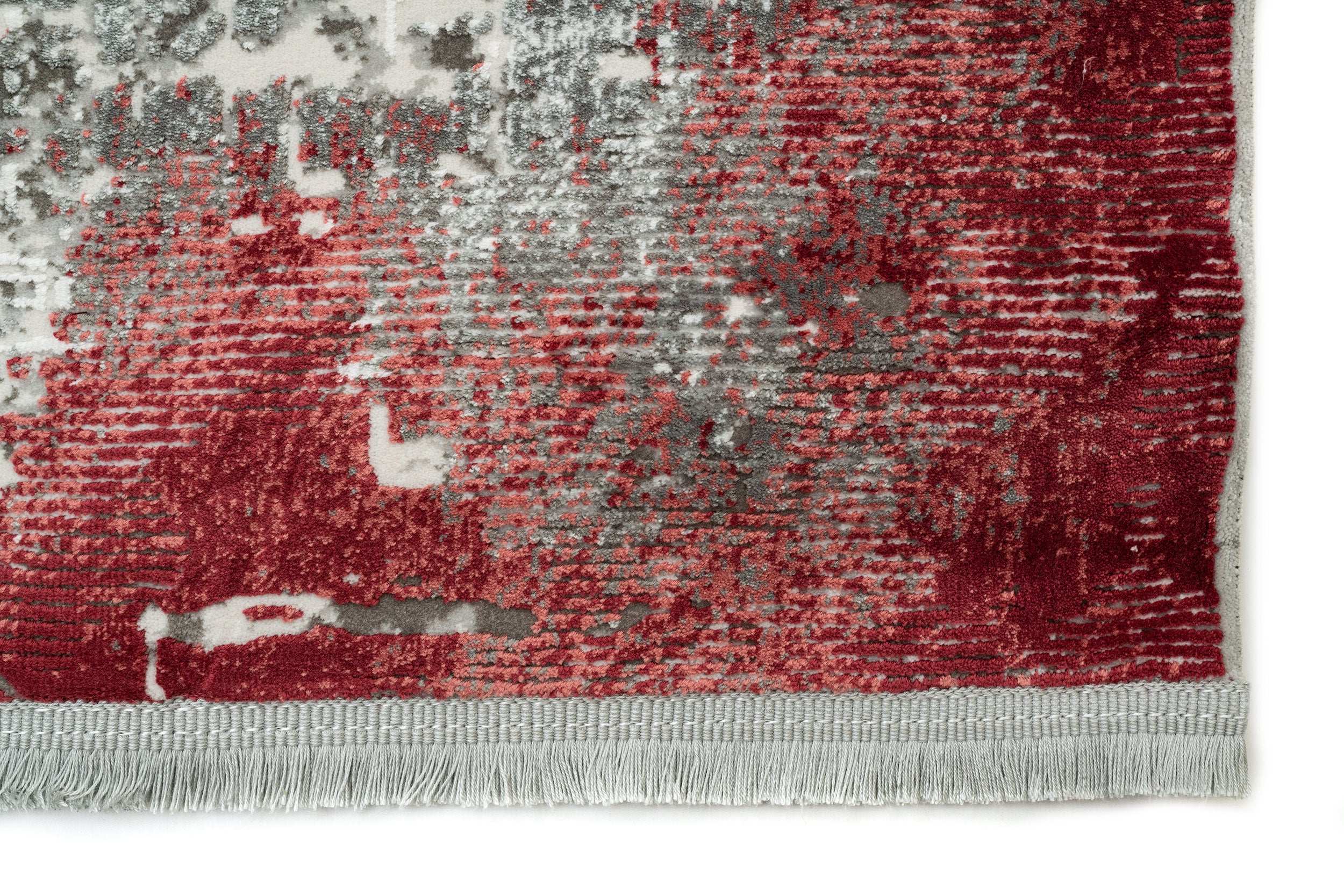 PREMIUM Modern Bedroom Rug Grey/Burgundy Acrylic/Bamboo Rectangular Adonis 1738D