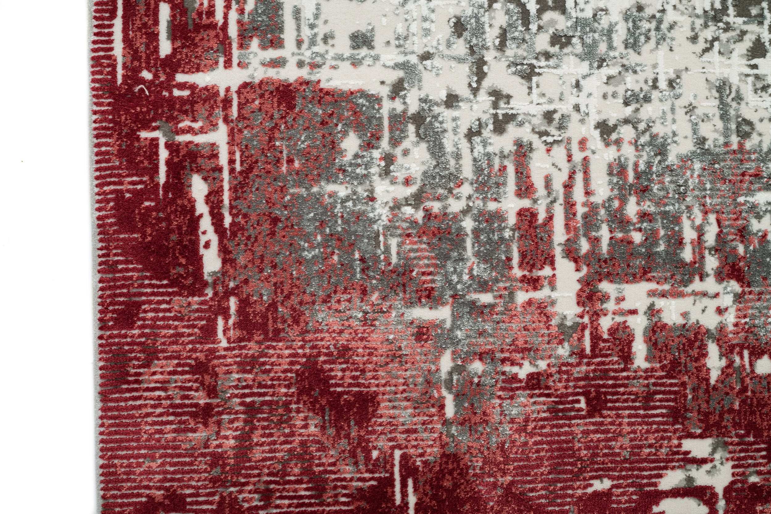 PREMIUM Modern Bedroom Rug Grey/Burgundy Acrylic/Bamboo Rectangular Adonis 1738D