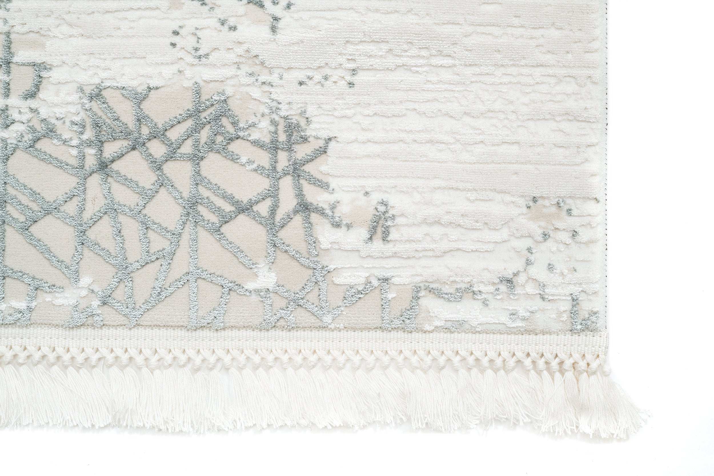 PREMIUM Modern Bedroom Carpet Grey/Cream Acrylic - Aysil 1876A