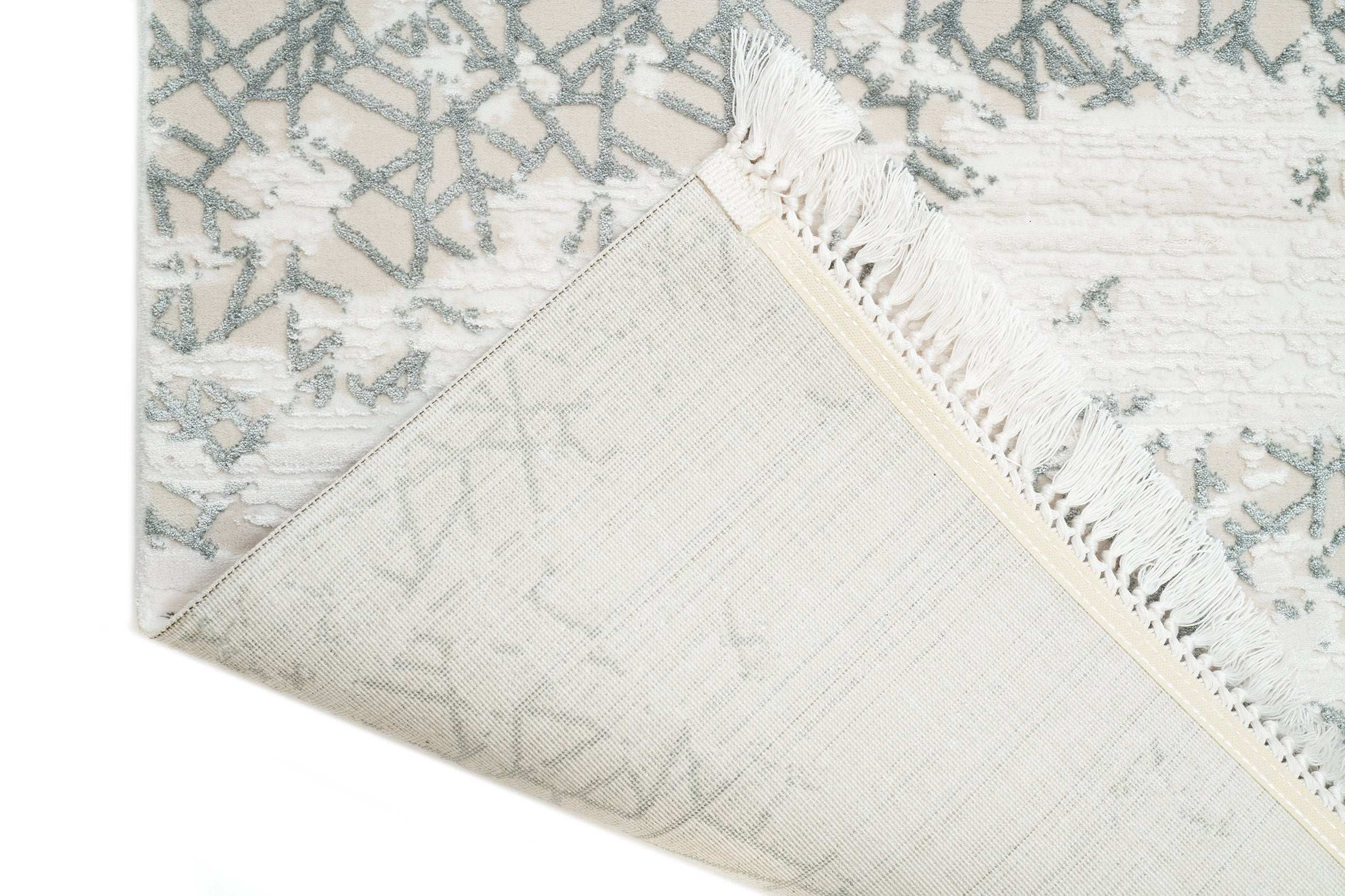 PREMIUM Modern Bedroom Carpet Grey/Cream Acrylic - Aysil 1876A