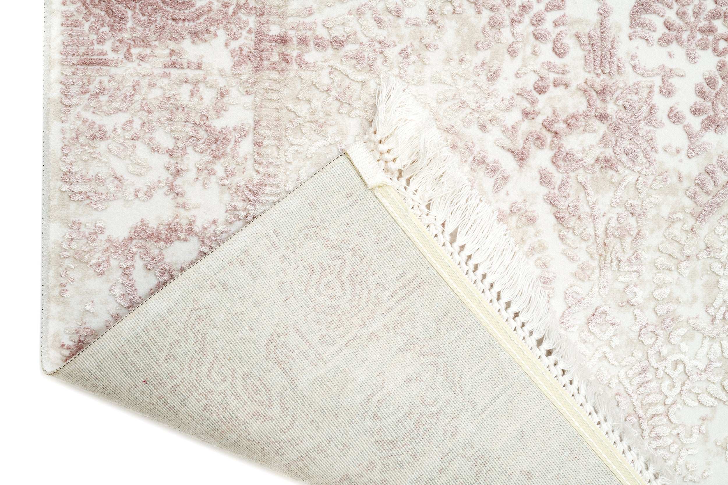 PREMIUM Abstract/Modern Living Cream/Pink Acrylic Carpet - Aysil 1717B