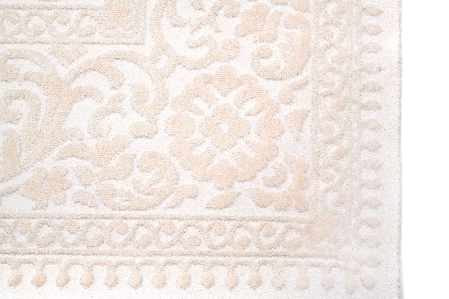 PREMIUM Modern Living Cream/White Acrylic Rectangular Carpet - Aysil 1897B