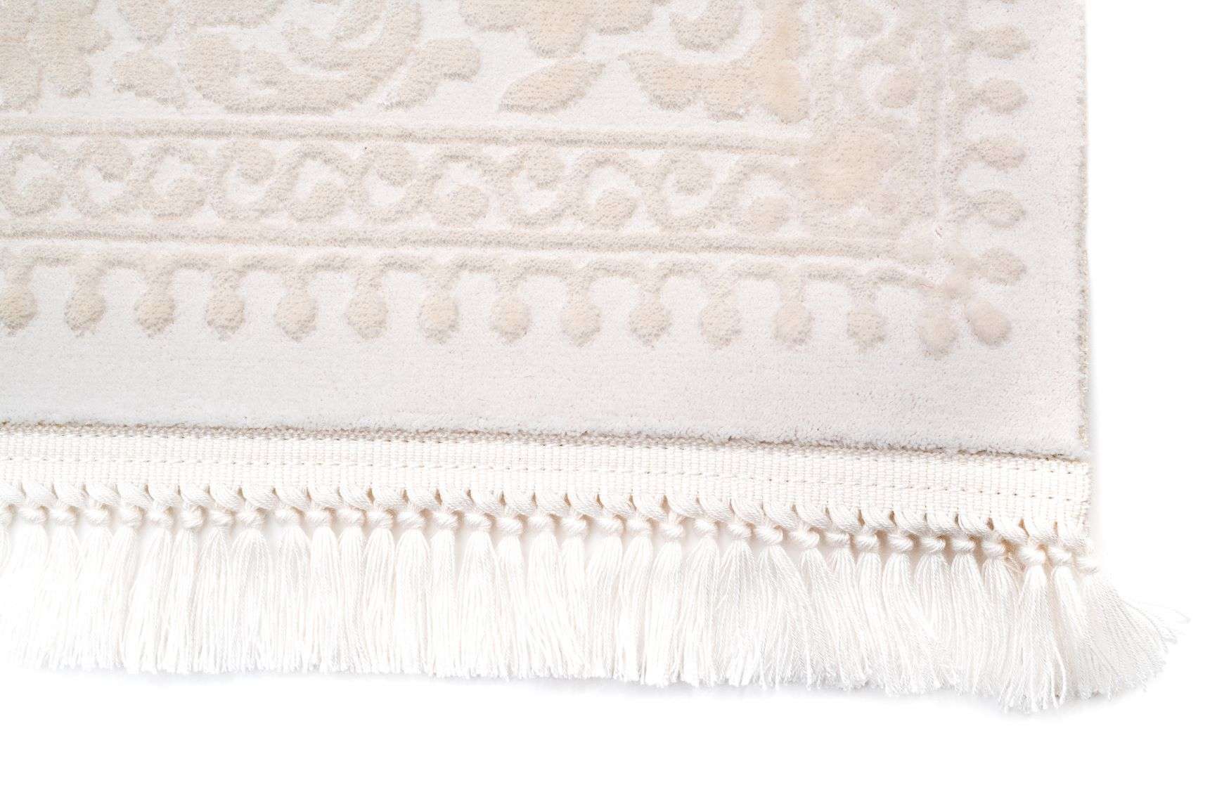 PREMIUM Modern Living Cream/White Acrylic Rectangular Carpet - Aysil 1897B