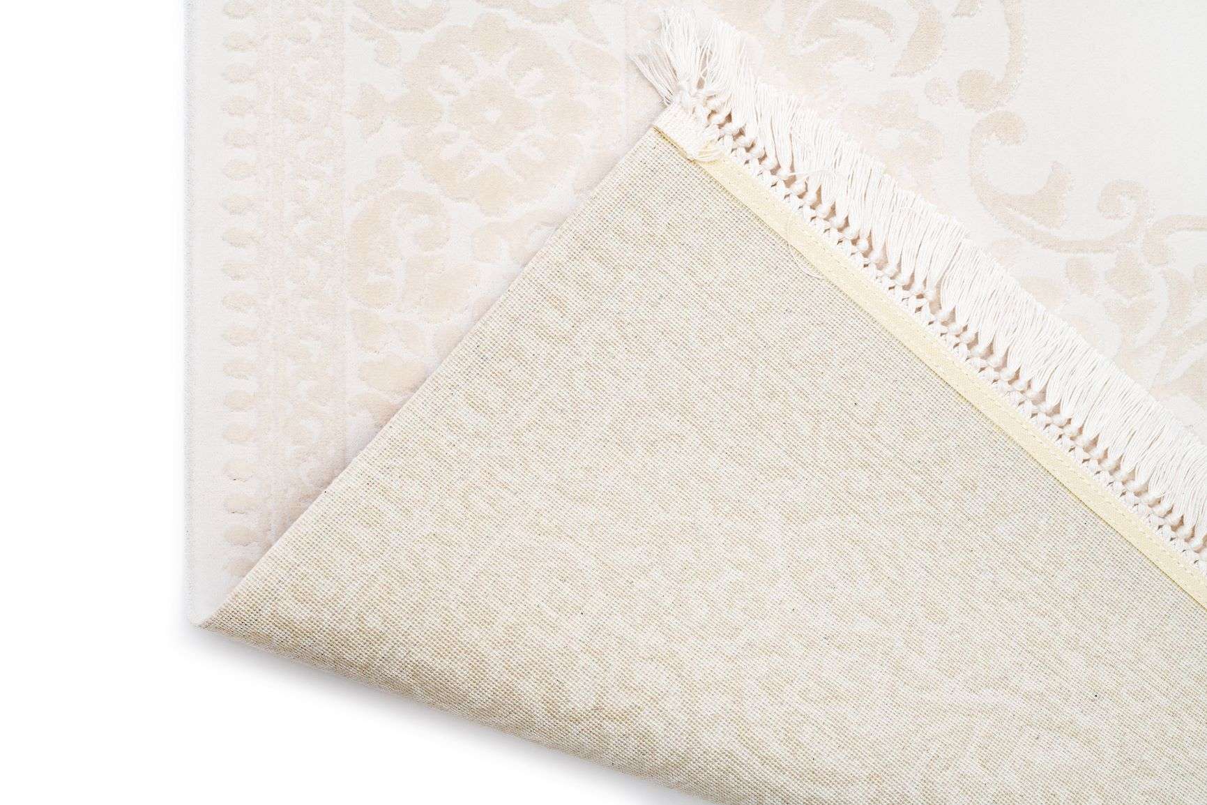 PREMIUM Modern Living Cream/White Acrylic Rectangular Carpet - Aysil 1897B