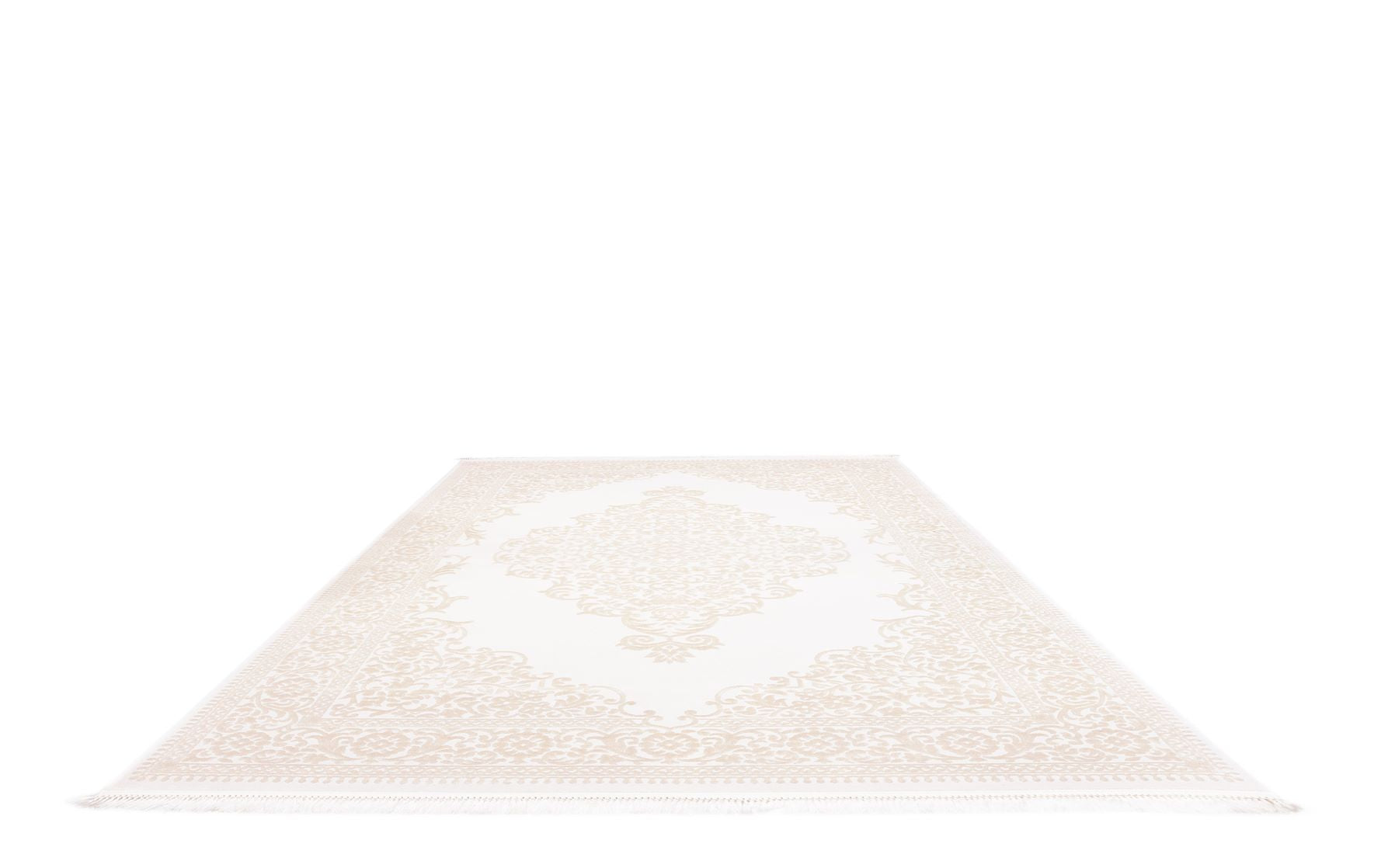 PREMIUM Modern Living Cream/White Acrylic Rectangular Carpet - Aysil 1897B