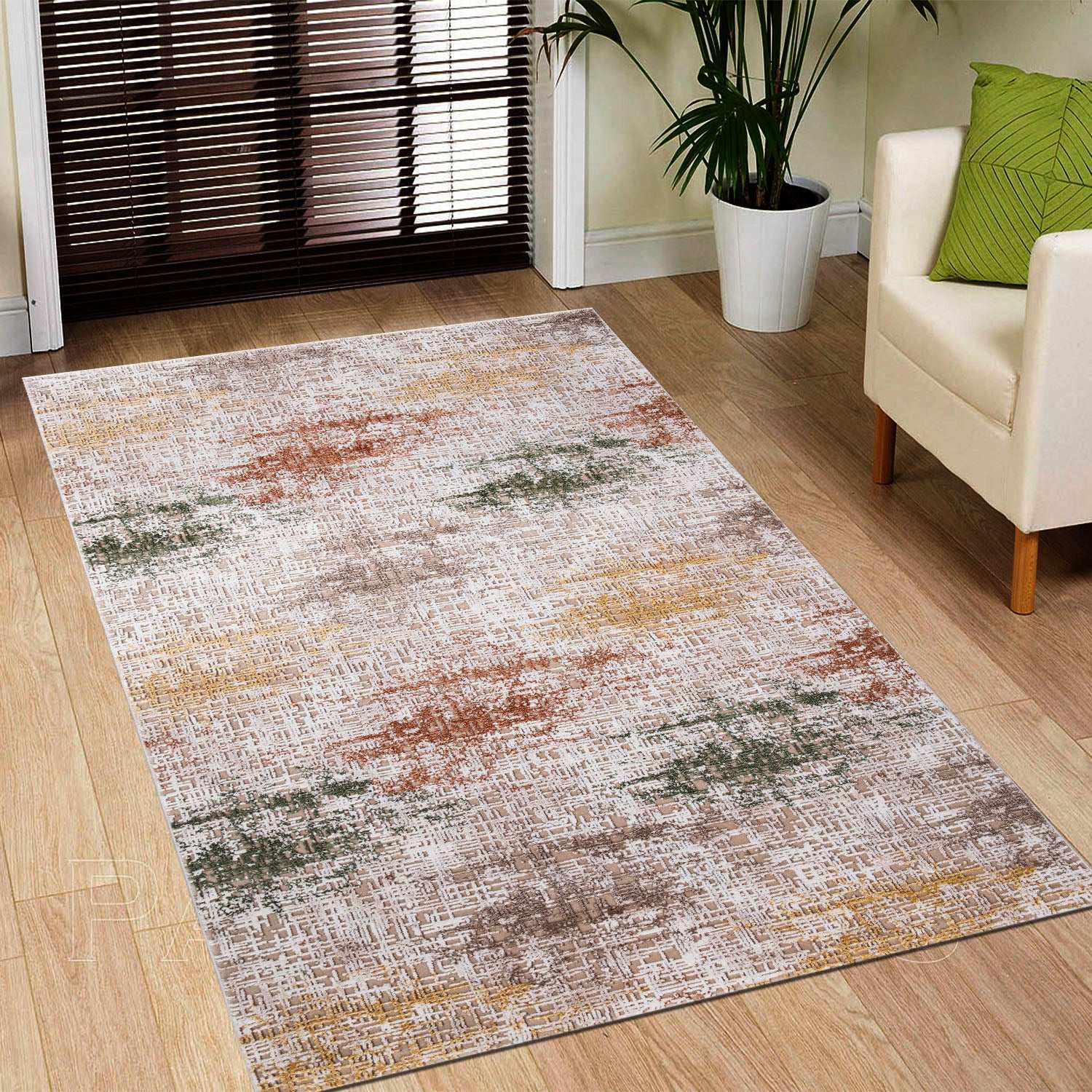 PREMIUM Modern Living Room/Children's Room Cream/Multicolor Acrylic Carpet - Defne 1642B