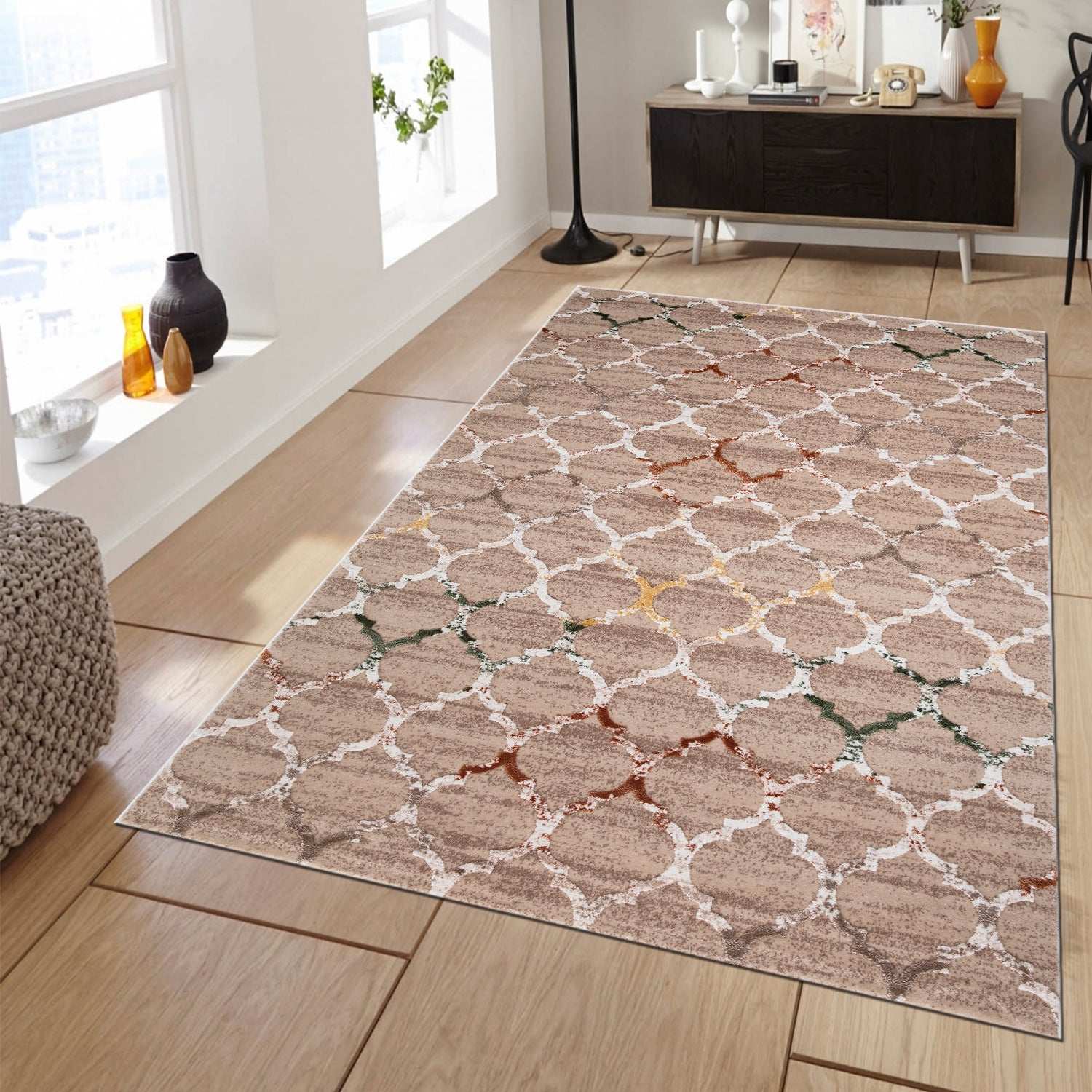 PREMIUM Modern Carpet for Children's Room/Living Room Beige/Multicolor Rectangular - Defne 1667A