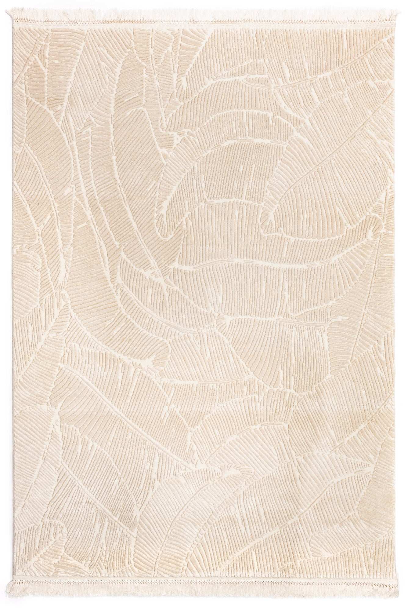 PREMIUM Modern Living Cream/White Acrylic Rectangular Carpet -Aysil 2961A