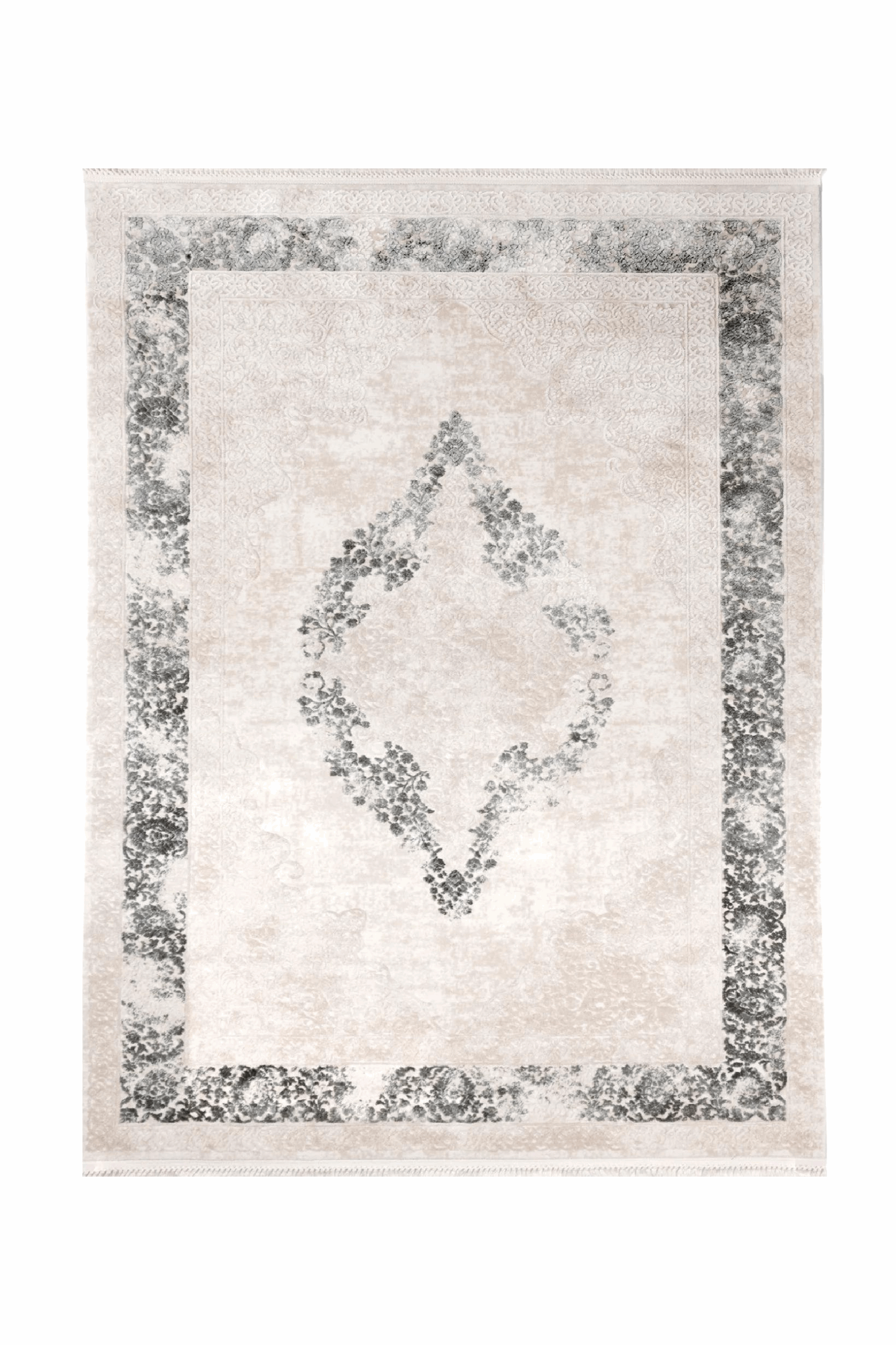 PREMIUM Classic Bedroom Carpet Grey/Cream Acrylic Rectangular - Aysil 1716A