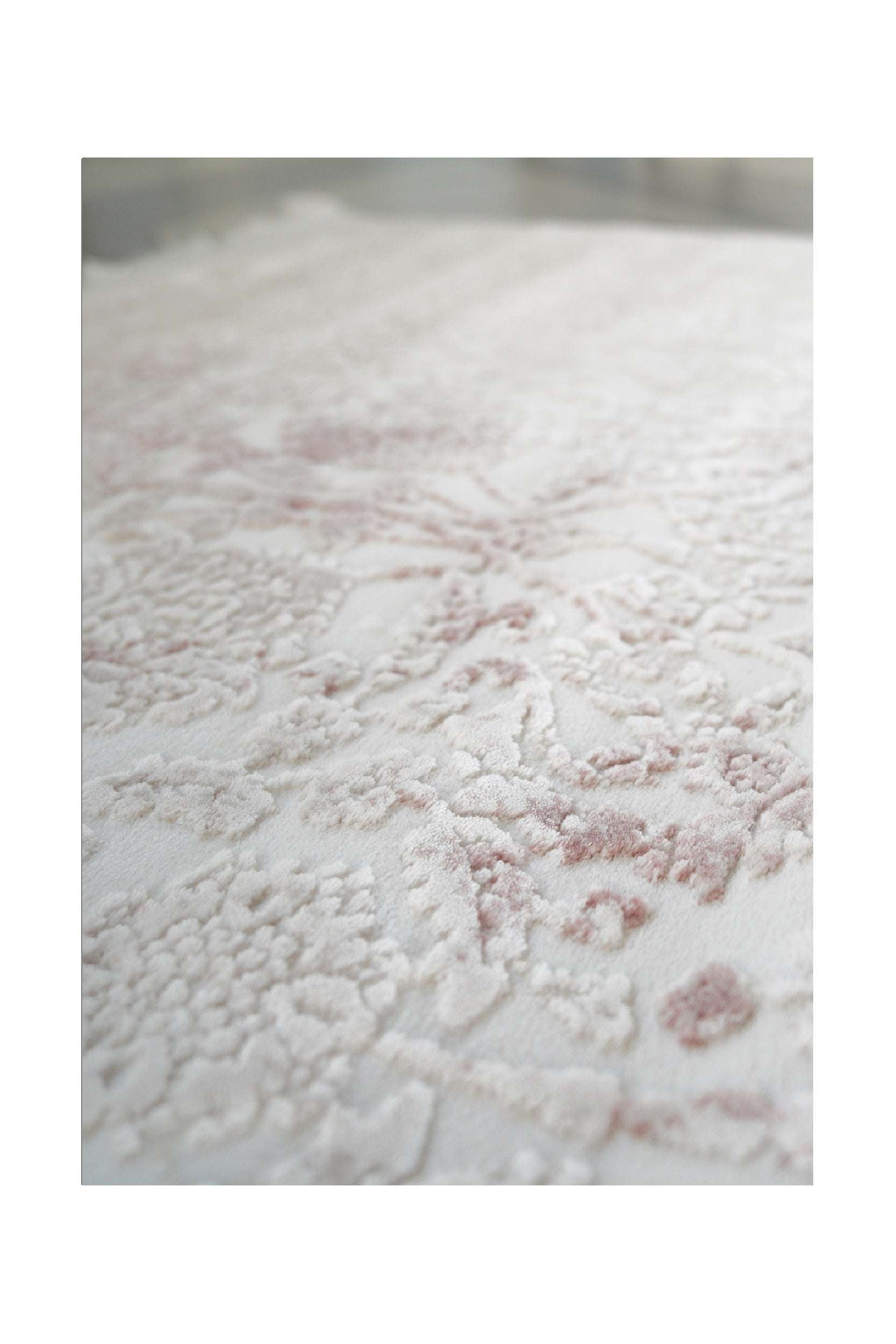 PREMIUM Abstract Living Cream/Pink Acrylic Carpet - Aysil 1584A